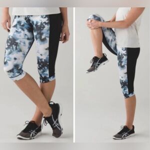 Lululemon Stop At Nothing Crop Reflective Tie-Dye Luxtreme Leggings, size 10